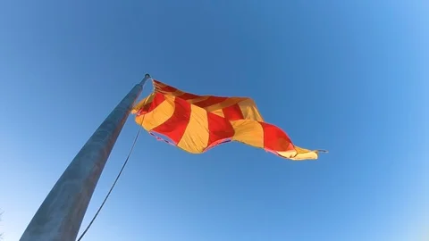 Waving Catalonia Flag Stock Footage 127655711