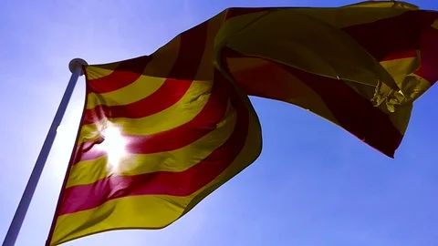 Waving Catalunyan Flag Stock Footage