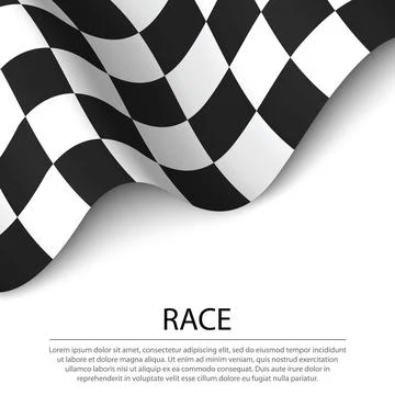 Waving checkered race flag on white background. Banner or ribbon template Stock Illustration