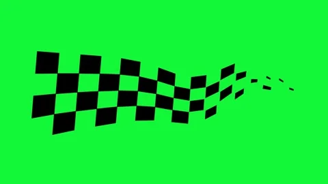 Waving Checkered Racing Flag Motion Graphic on Green Screen Chroma Key Backgrou Stock Footage 348206687