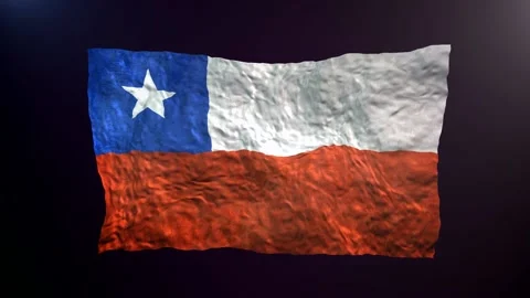 Waving Chile  flag on dark background. Stock Footage 181954125