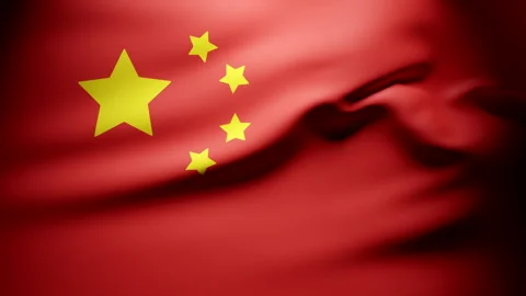 Waving Chinese five star red flag in slow motion. Stock Footage 244957564
