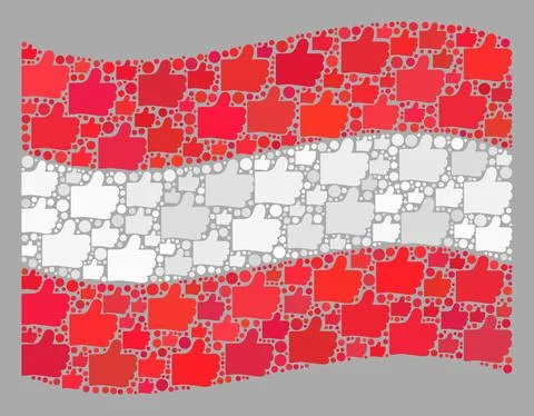 Waving Choice Austria Flag - Collage with Thumb Up Elements 스톡 일러스트