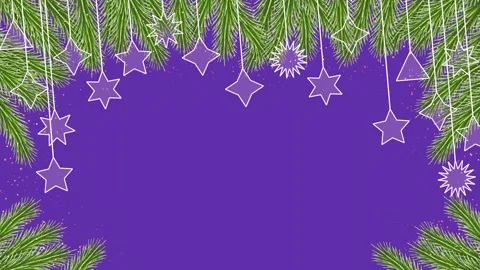 Waving Christmas tree branch background animation on purple background Stock Footage 258238665