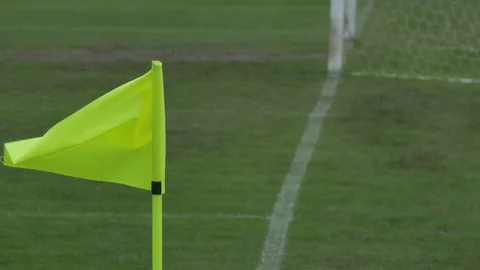 Waving Corner Flag on Pitch Stock Footage 77350306