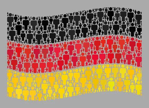 Waving Crowd Germany Flag - Collage with Human Icons Stock Illustration