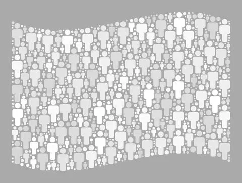 Waving Crowd White Flag - Mosaic of Men Elements Illustrazione stock