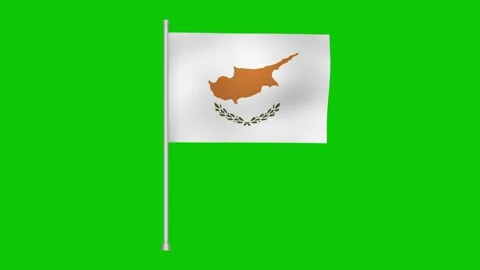 A waving cyprus national banner on a pole against a vibrant green screen Stock Footage 317543198