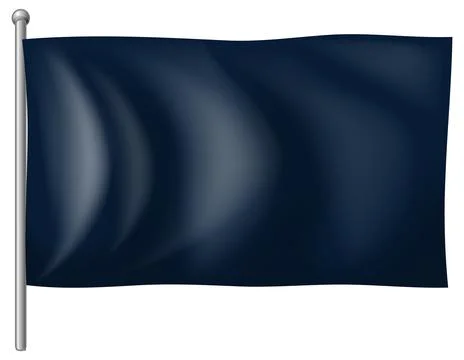 Waving Dark Blue Flag on Silver Flagpole Vector Stock Illustration