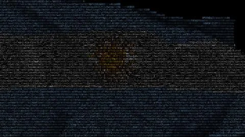 Waving digital flag of Argentina on computer screen, 3d rendering Illustrazione stock