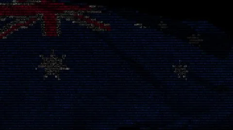 Waving digital flag of Australia on computer screen, 3d rendering イラスト素材