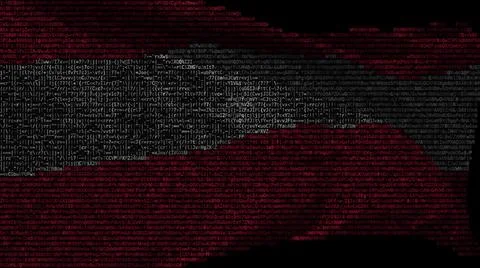 Waving digital flag of Austria on computer screen, 3d rendering イラスト素材