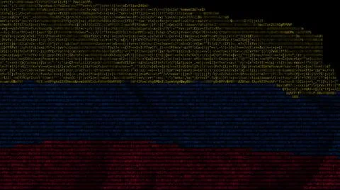 Waving digital flag of Colombia on computer screen, 3d rendering Stock Illustration