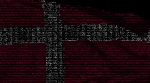 Waving digital flag of Denmark on computer screen, 3d rendering Stock Illustration