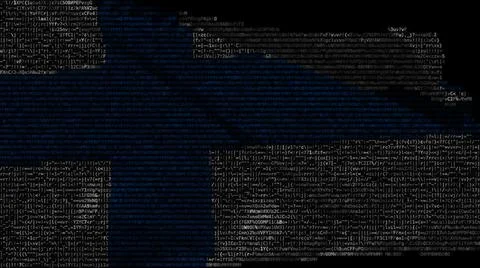 Waving digital flag of Finland on computer screen, 3d rendering 库存插图