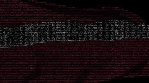 Waving digital flag of Latvia on computer screen, 3d rendering Stock Illustration
