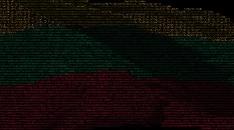 Waving digital flag of Lithuania on computer screen, 3d rendering Stockillustratie