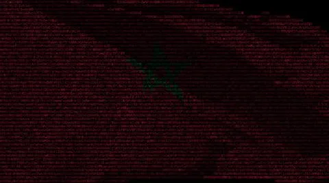 Waving digital flag of Morocco on computer screen, 3d rendering Stock Illustration