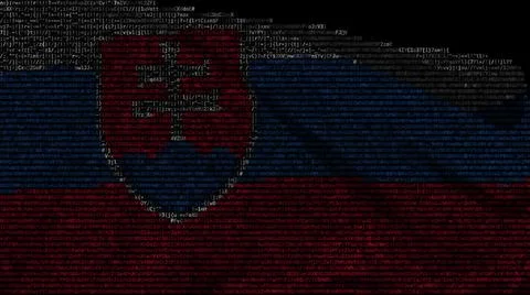 Waving digital flag of Slovakia on computer screen, 3d rendering Stockillustratie