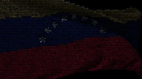 Waving digital flag of Venezuela on computer screen, 3d rendering Stock-Illustration
