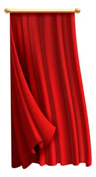 Waving drapes. Realistic hanging red textile curtains Stock Illustration