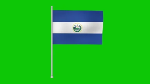 A waving el salvador flag on a pole with a green screen background in a seamless Video stock 317543159