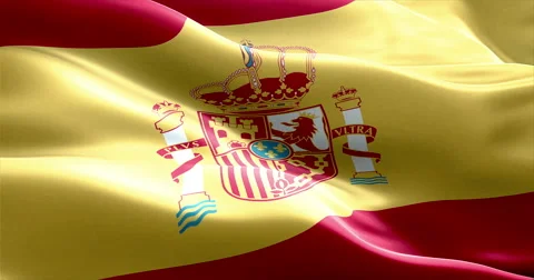 Waving fabric texture of the flag with color of spain Stock Footage 66480250