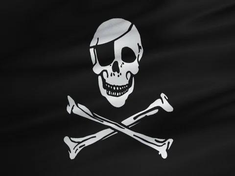 Waving fabric texture of the pirate flag waving in wind, calico jack pirate Stock Footage 82189740