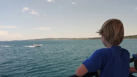 Waving from the ferry Video stock 82453183
