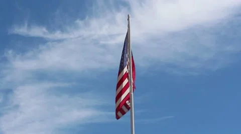 Waving Flag Against Blue Sky Stock Footage 40448937