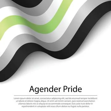 Waving flag of Agender pride on white background. Banner or ribbon template Stock Illustration