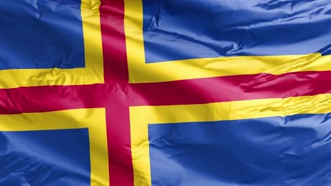 Waving flag of Aland Islands. Loop Stock Footage 232723935