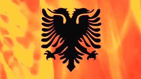 Waving flag of Albania featuring the black doubleheaded eagle on a vibrant .. Video stock 343582010