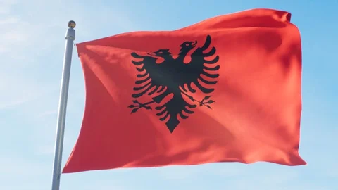 Waving Flag Of Albania Loop Stock Footage 127629363