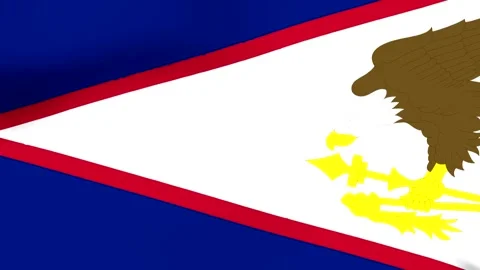 Waving flag of American Samoa featuring a bald eagle holding symbols of aut.. Stock-Footage 346545867
