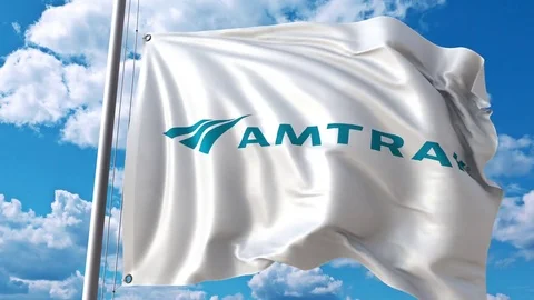 Waving flag with Amtrak logo. 4K editori... | Stock Video | Pond5