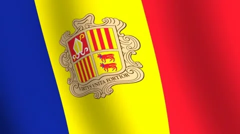 Waving flag   of Andorra Stock Footage 12236772