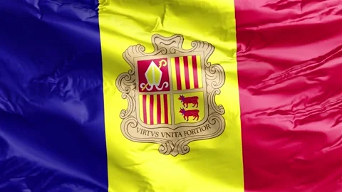 Waving flag of Andorra Principality. Loop Stock Footage 232723962