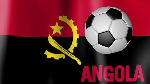 Waving Flag of Angola with football Stock Footage