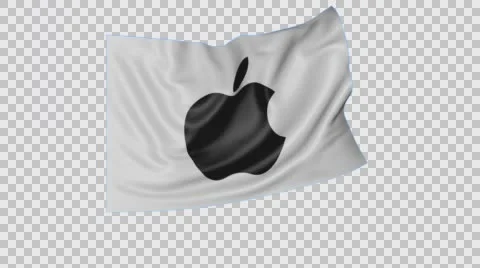 Waving flag with Apple Inc. logo, seamless loop, blue background. Editorial Stock Footage 64703808