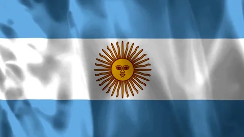 Waving flag of Argentina with a silky texture and golden sun emblem centere.. Vídeos de archivo 343582162