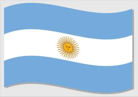 Waving flag of Argentina vector graphic. Waving Argentinian flag illustration Stock Illustration