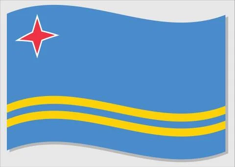 Waving flag of Aruba vector graphic. Waving Aruban flag illustration. Aruba c Stock-Illustration