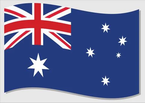 Waving flag of Australia vector graphic. Waving Australian flag illustration. Illustrazione stock