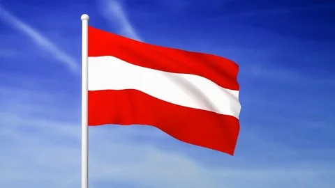 Waving flag of Austria on the blue sky background Stock Footage 83111411