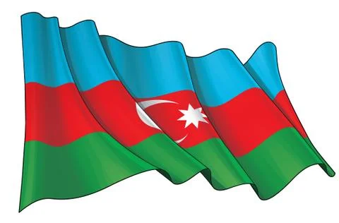 Waving Flag of Azerbaijan Stock Illustration