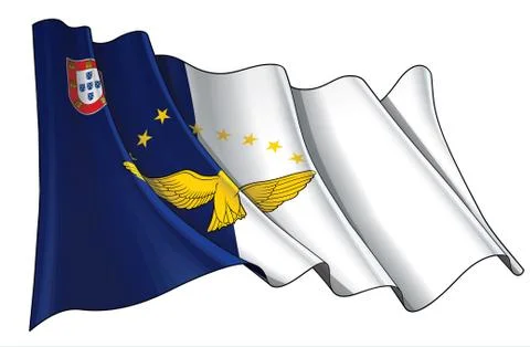 Waving Flag of Azores Stock Illustration