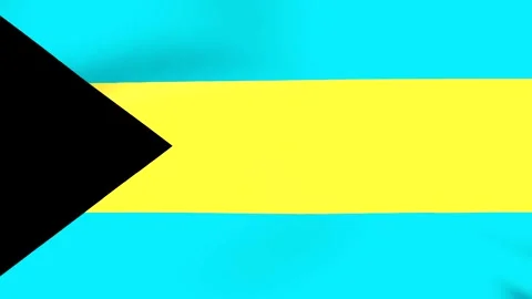 Waving flag of the Bahamas featuring blue yellow and black colors with a tr.. Stock Footage 346546161