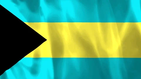 Waving flag of the bahamas with silk texture and realistic folds Video stock 343583542