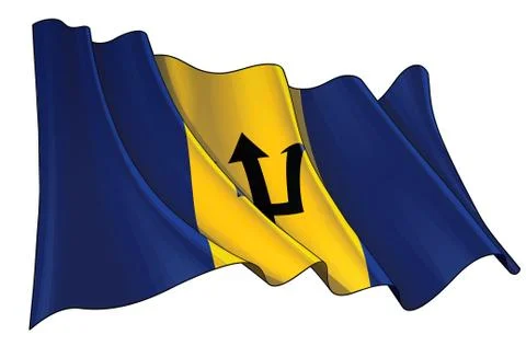 Waving Flag of Barbados Stock Illustration